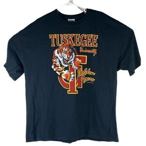 Tuskegee University Golden Tigers Little by Little Mens Size 2XL Black T-Shirt
